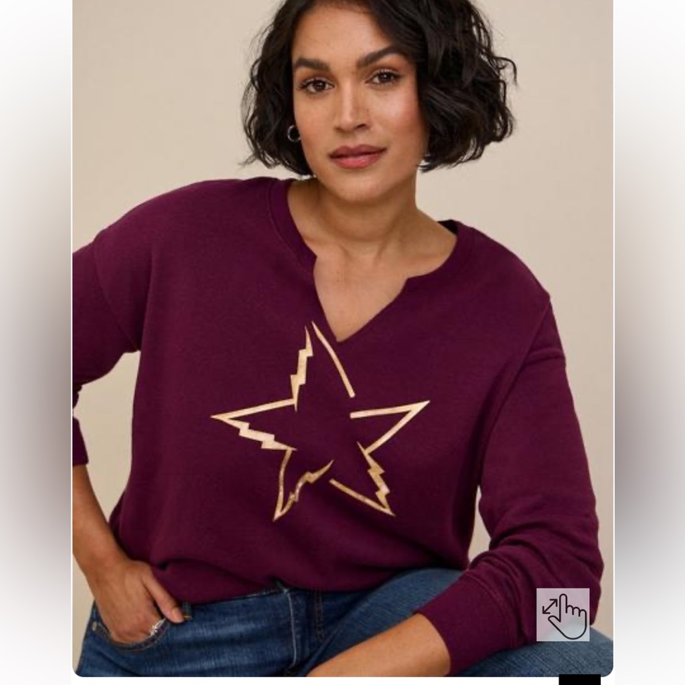 torrid 1X purple star crop sweatshirt